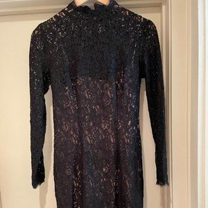 ADRIANNA PAPELL Black Lace Midi Length Dress size 2